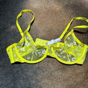 Savage x Fenty Puff Daisy Yellow Floral Visit Bra Women's 38C